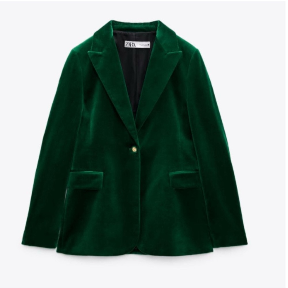Zara Women's Emerald Velvet Blazer